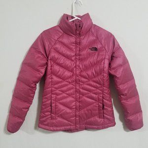 North Face Womens Small Pink Quilted Jacket Bubble Coat Goose Down Puffer Winter